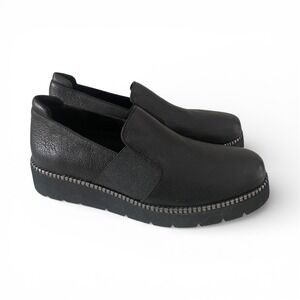 New VAN ELI Black Leather Platform Slip On Loafer Shoes Women's 8.5 N
